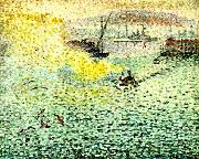 Henri Edmond Cross hamnen i toulon oil on canvas